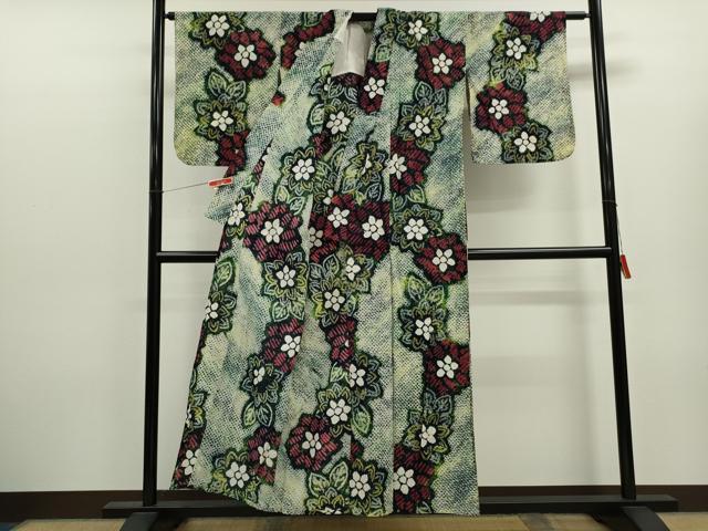平和屋着物∴夏物 浴衣 有松鳴海絞り 草花文 綿 逸品 CABK6437ze