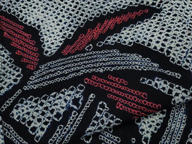平和屋着物∴夏物 浴衣 有松鳴海絞り 枝葉文 綿 逸品 CABK6441ze