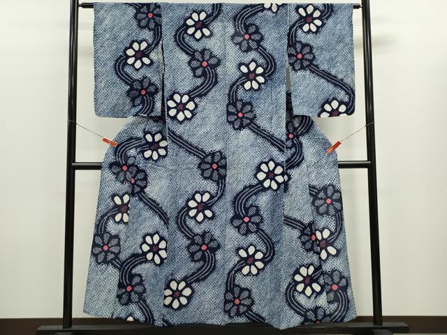 平和屋着物∴夏物 浴衣 有松鳴海絞り 舞花文 綿 逸品 CABK6448ze
