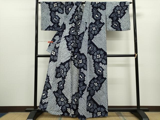 平和屋着物∴夏物 浴衣 有松鳴海絞り 草花文 綿 逸品 CABK6453ze