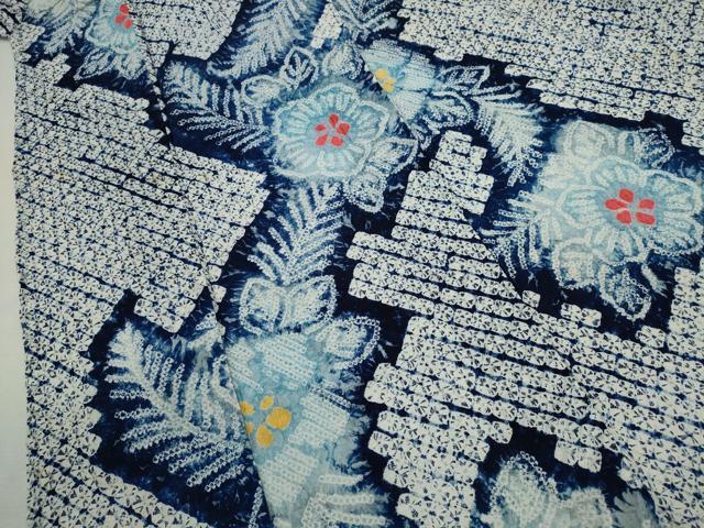 平和屋着物∴夏物 浴衣 有松鳴海絞り 草花文 綿 逸品 CABK6461ze