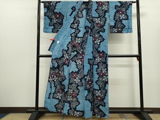 平和屋着物∴夏物 浴衣 有松鳴海絞り 枝花文 綿 逸品 CABK6462ze