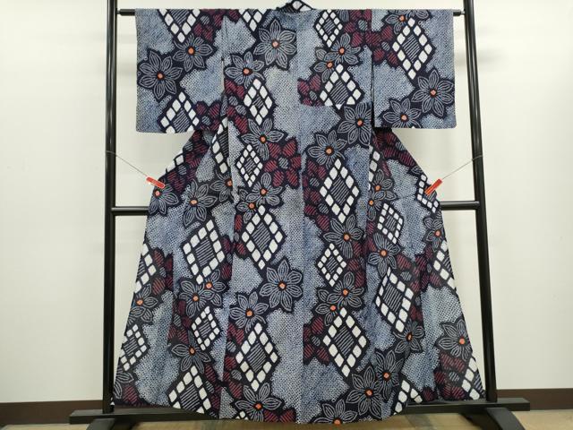 平和屋着物∴夏物 浴衣 有松鳴海絞り 菱花文 綿 逸品 CABK6468ze