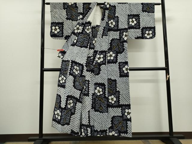 平和屋着物∴夏物 浴衣 有松鳴海絞り 市松草花文 綿 逸品 CABK6470ze