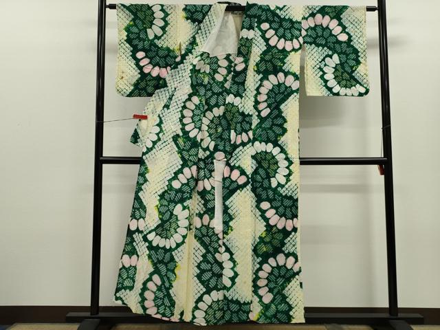 平和屋着物∴夏物 浴衣 有松鳴海絞り 舞花文 綿 逸品 CABK6477ze