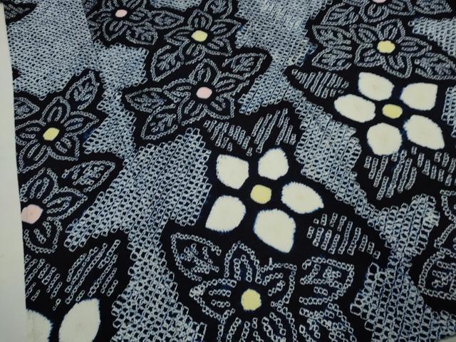 平和屋着物∴夏物 浴衣 有松鳴海絞り 草花文 綿 逸品 CABK6482ze