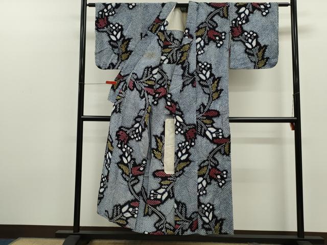 平和屋着物∴夏物 浴衣 有松鳴海絞り 枝花文 綿 逸品 CABK6483ze