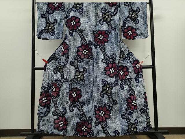 平和屋着物∴夏物 浴衣 有松鳴海絞り 花唐草文 綿 逸品 CABK6485ze