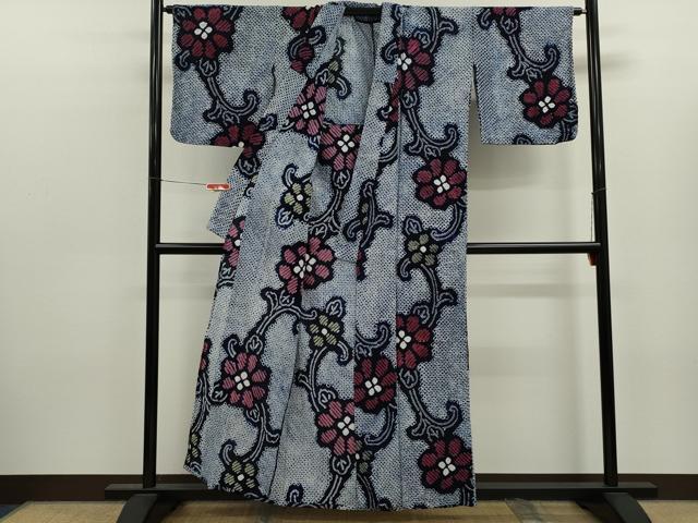 平和屋着物∴夏物 浴衣 有松鳴海絞り 花唐草文 綿 逸品 CABK6485ze