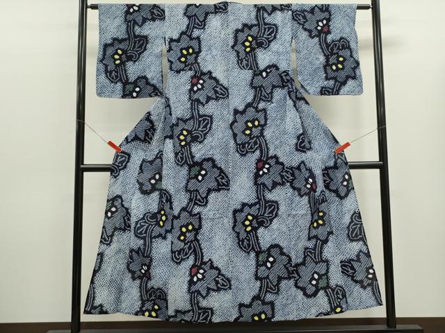 平和屋着物∴夏物 浴衣 有松鳴海絞り 枝花文 綿 逸品 CABK6495ze