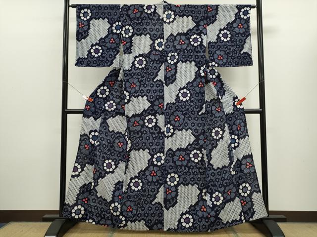 平和屋着物∴夏物 浴衣 有松鳴海絞り 亀甲花唐草文 綿 逸品 CABK6504ze