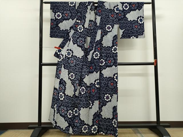 平和屋着物∴夏物 浴衣 有松鳴海絞り 亀甲花唐草文 綿 逸品 CABK6504ze