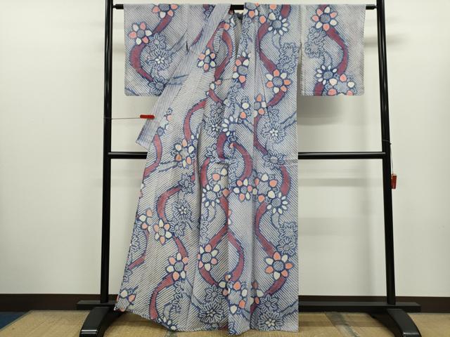 平和屋着物∴夏物 浴衣 有松鳴海絞り 舞花文 綿 逸品 CABK6509ze
