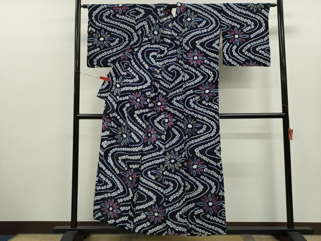 平和屋着物∴夏物 浴衣 有松鳴海絞り 流水舞花文 綿 逸品 CABK6510ze
