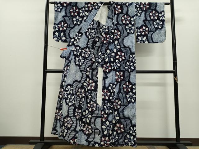 平和屋着物∴夏物 浴衣 有松鳴海絞り 舞花文 綿 逸品 CABK6513ze