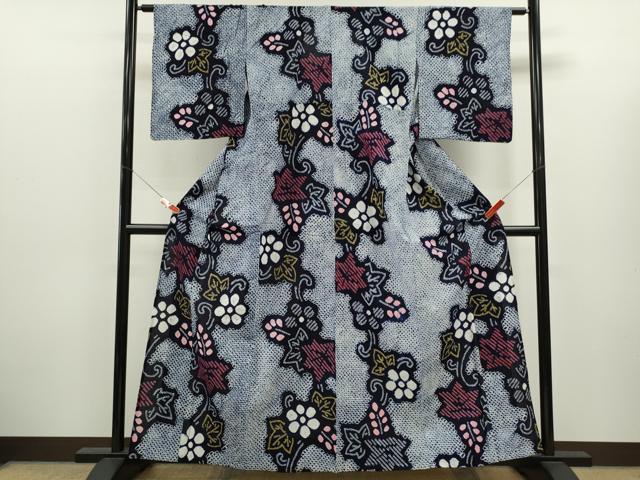 平和屋着物∴夏物 浴衣 有松鳴海絞り 花唐草文 綿 逸品 CABK6516ze