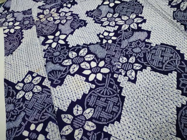 平和屋着物∴夏物 浴衣 有松鳴海絞り うちわ 扇面草花文 綿 逸品 CABK6517ze
