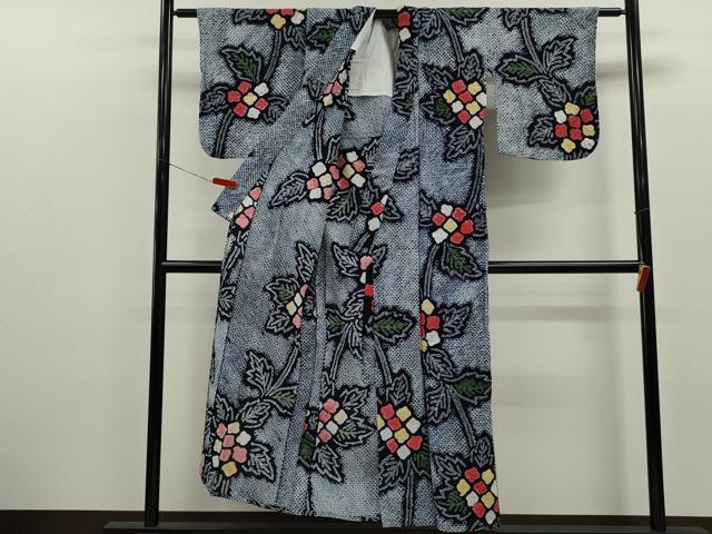 平和屋着物∴夏物 浴衣 有松鳴海絞り 枝花文 綿 逸品 CABK6519ze