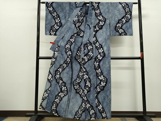 平和屋着物∴夏物 浴衣 有松鳴海絞り 舞花文 綿 逸品 CABK6526ze