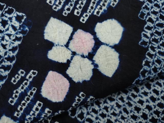 平和屋着物∴夏物 浴衣 有松鳴海絞り 舞花文 綿 逸品 CABK6526ze