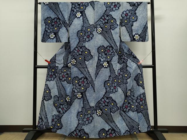 平和屋着物∴夏物 浴衣 有松鳴海絞り 草花文 綿 逸品 CABK6535ze