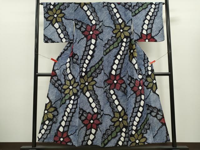 平和屋着物∴夏物 浴衣 有松鳴海絞り 舞花文 綿 逸品 CABK6537ze