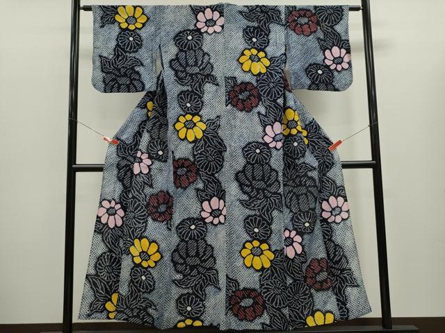 平和屋着物∴夏物 浴衣 有松鳴海絞り 舞花文 綿 逸品 CABK6541ze