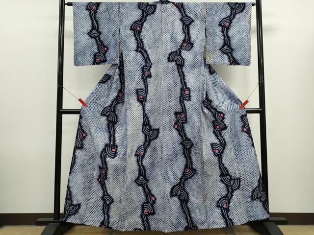平和屋着物∴夏物 浴衣 有松鳴海絞り 扇面 綿 逸品 CABK6544ze
