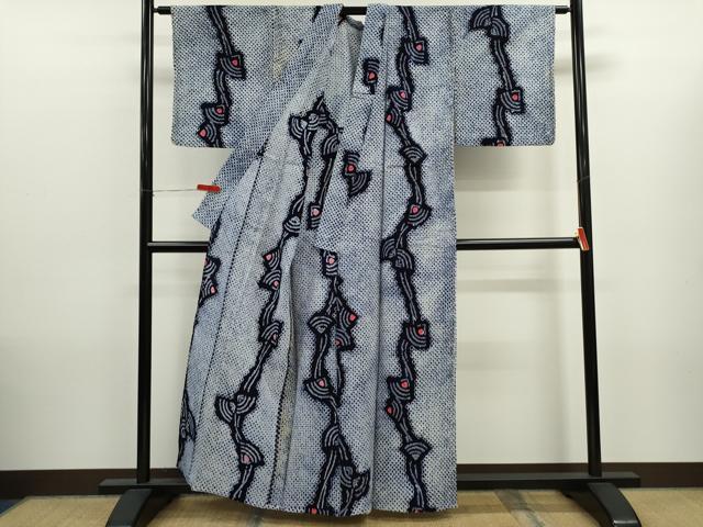 平和屋着物∴夏物 浴衣 有松鳴海絞り 扇面 綿 逸品 CABK6544ze