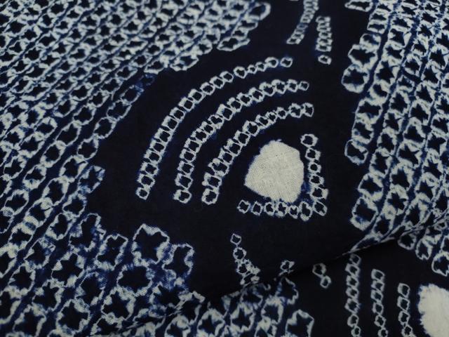 平和屋着物∴夏物 浴衣 有松鳴海絞り 扇面 綿 逸品 未使用 CABK6548ze