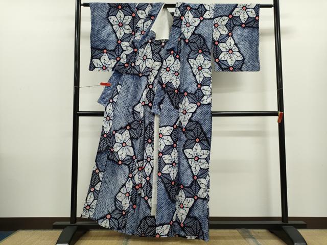 平和屋着物∴夏物 浴衣 有松鳴海絞り 麻の葉文様 綿 逸品 CABK6556ze