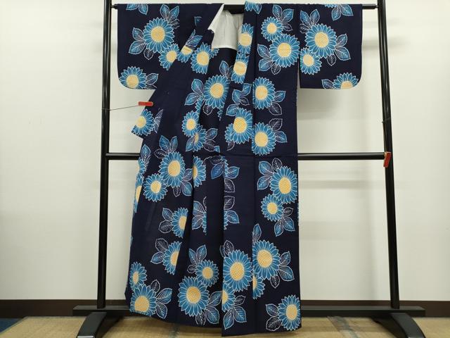 平和屋着物∴夏物 浴衣 注染 向日葵 綿 逸品 CABK6564ze
