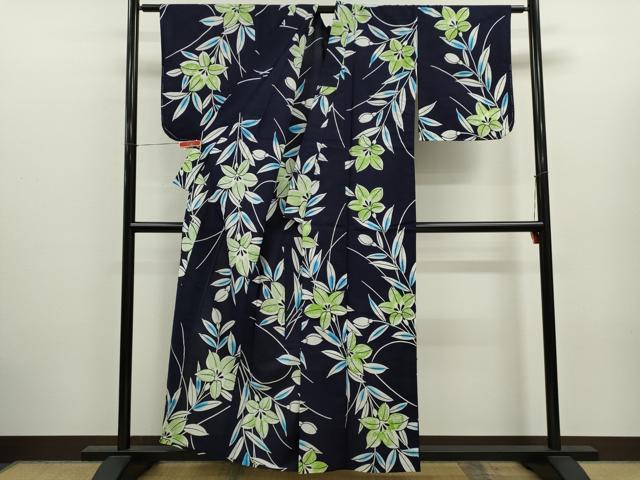 平和屋着物∴夏物 浴衣 注染 草花文 綿 逸品 CABK6566ze