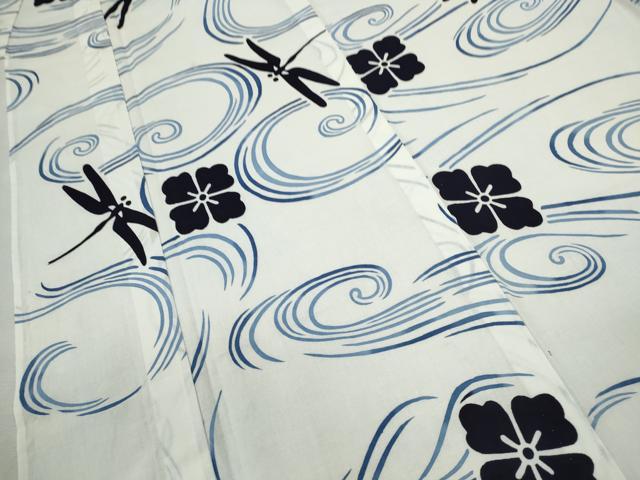平和屋着物∴夏物 浴衣 注染 トンボ流水舞花文 綿 逸品 CABK6572ze