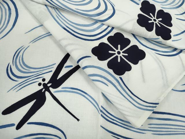 平和屋着物∴夏物 浴衣 注染 トンボ流水舞花文 綿 逸品 CABK6572ze