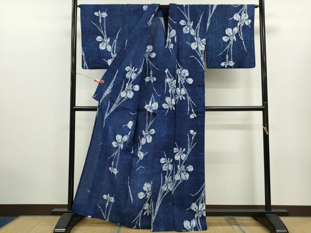 平和屋着物∴夏物 浴衣 注染 燕子花 手縫い 綿 逸品 CABK6577ze