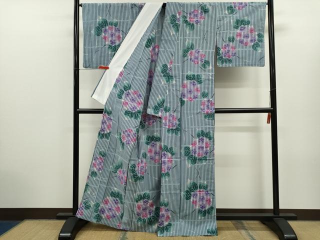 平和屋着物∴夏物 浴衣 注染 紫陽花 綿 逸品 CABK6582ze
