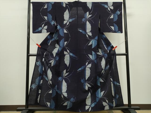 平和屋着物∴夏物 阿波しじら織 浴衣 舞蝶文 綿 逸品 CABK6586ze