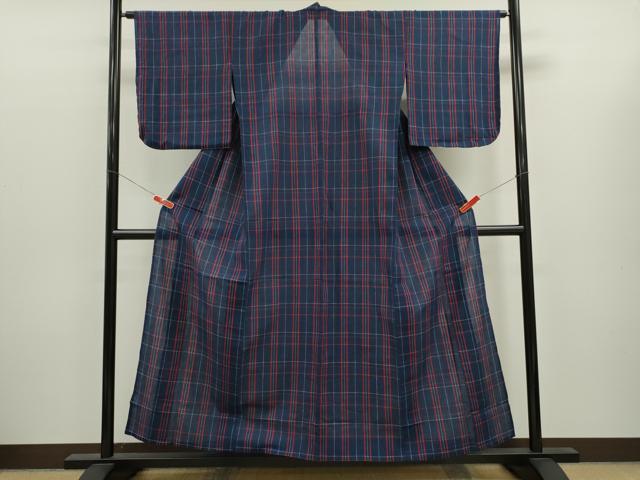 平和屋着物∴夏物 阿波しじら織 浴衣 格子柄 綿 逸品 CABK6590ze