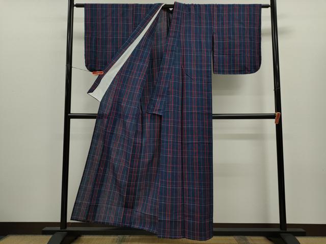 平和屋着物∴夏物 阿波しじら織 浴衣 格子柄 綿 逸品 CABK6590ze