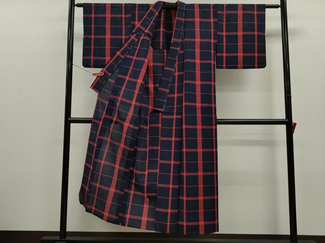 平和屋着物∴夏物 阿波しじら織 浴衣 格子柄 綿 逸品 CABK6592ze