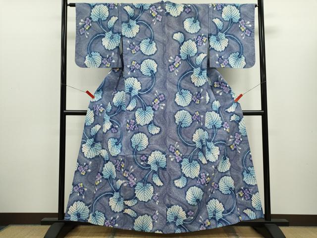 平和屋着物∴夏物 浴衣 注染 草花文 綿 逸品 CABK6599ze