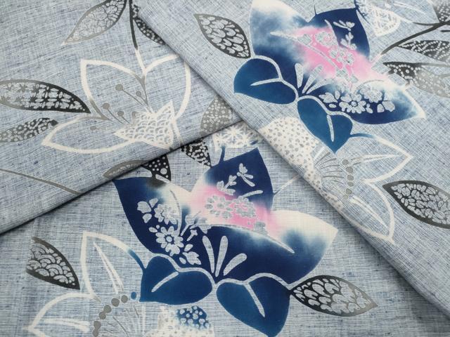 平和屋着物∴夏物 浴衣 注染 枝花文 手縫い 綿 逸品 CABK6602ze