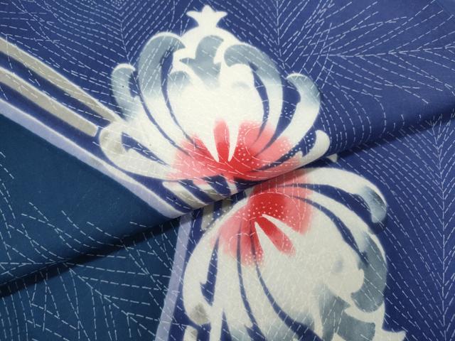 平和屋着物∴夏物 浴衣 注染 草花文 手縫い 綿 逸品 CABK6604ze