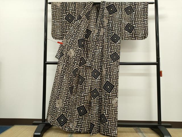 平和屋着物∴夏物 浴衣 注染 抽象文 綿 逸品 未使用 CABK6608ze