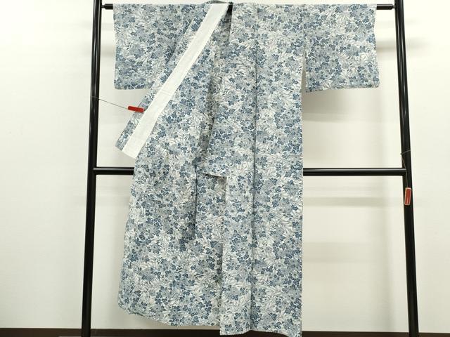 平和屋着物∴夏物 浴衣 注染 綿絽 草花文 手縫い 綿 逸品 CABK6614ze