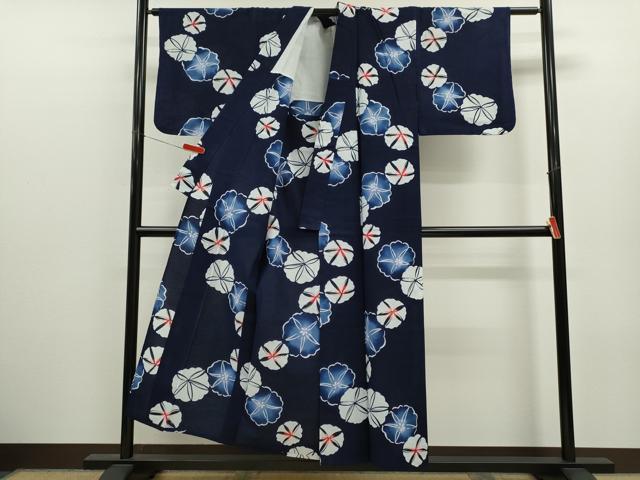平和屋着物∴夏物 浴衣 注染 朝顔 手縫い 綿 逸品 CABK6619ze
