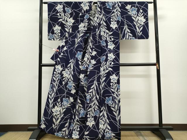 平和屋着物∴夏物 浴衣 注染 草花文 手縫い 綿 逸品 未使用 CABK6623ze