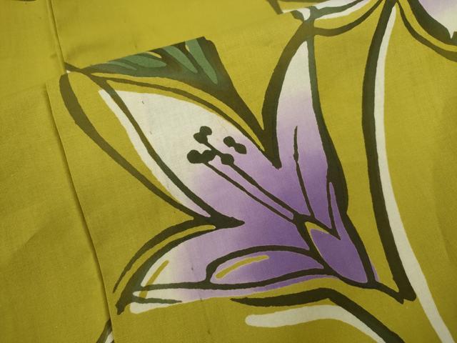 平和屋着物∴夏物 浴衣 注染 枝花文 綿 逸品 未使用 CABK6624ze