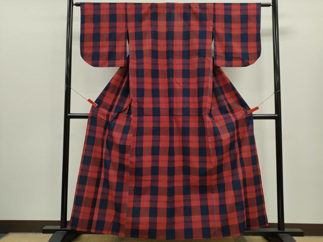 平和屋着物∴夏物 浴衣 格子柄 綿 逸品 CABK6628ze